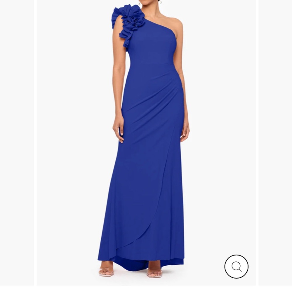 "IVY" ONE SHOULDER RUFFLE SCUBA CREPE DRESS